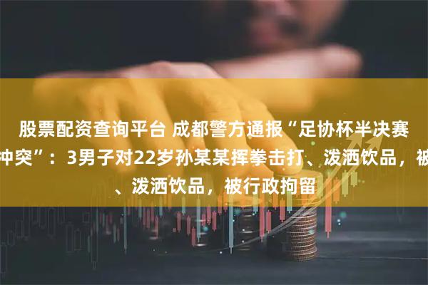 股票配资查询平台 成都警方通报“足协杯半决赛赛后观众冲突”：3男子对22岁孙某某挥拳击打、泼洒饮品，被行政拘留