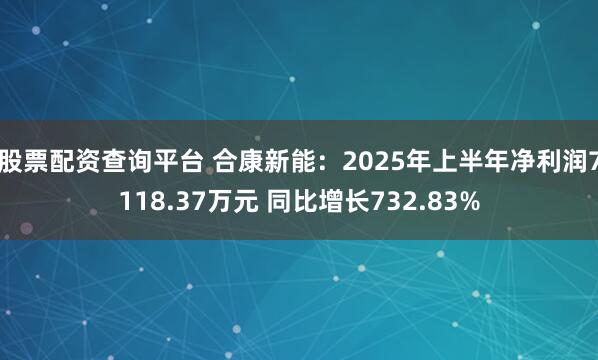 股票配资查询平台 合康新能：2025年上半年净利润7118.37万元 同比增长732.83%